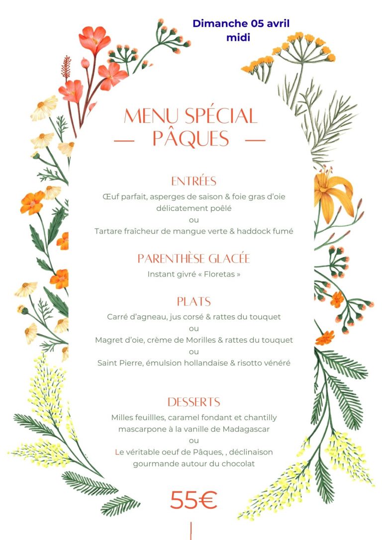 menu pâques 2026